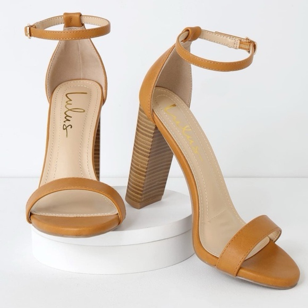 Lulu's Tan Ankle Strap Heels